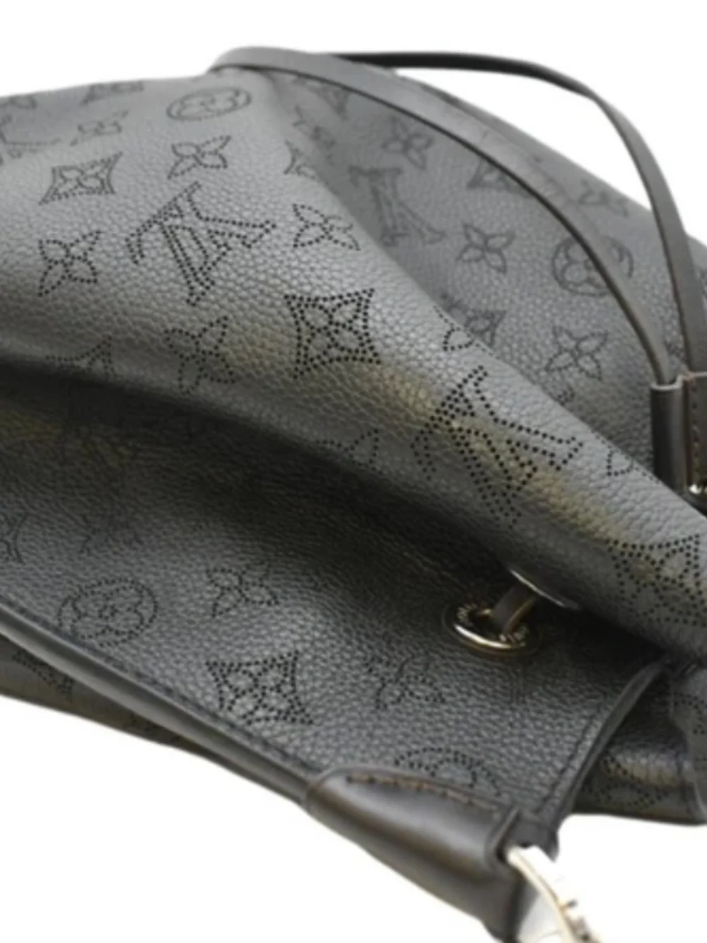 Louis Vuitton Muria Mahina Noir Black Bucket Bag w Dual Handles LIKE NEW